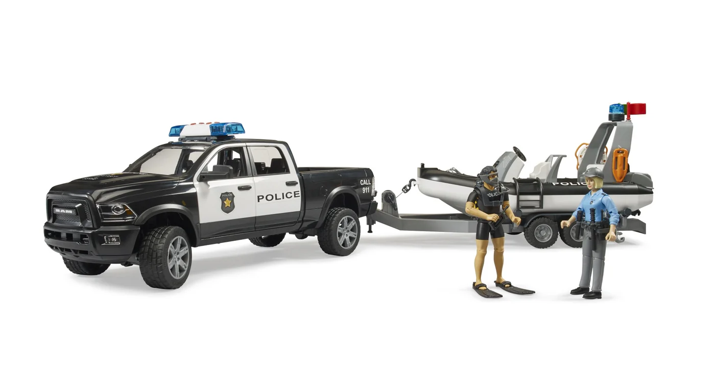 Bruder RAM 2500 Police Pickup and Boat - Image 3