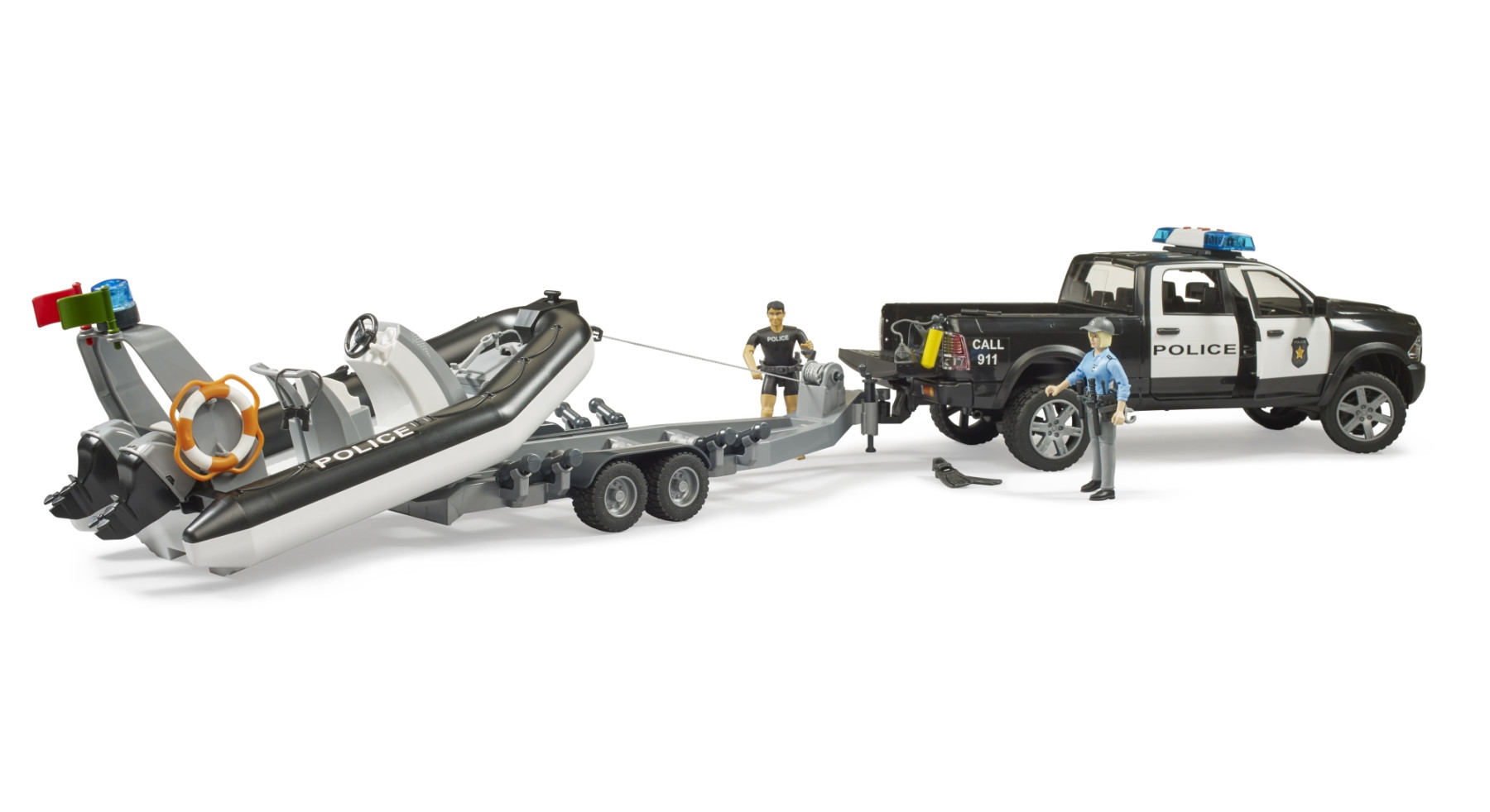 Bruder RAM 2500 Police Pickup and Boat - Image 2